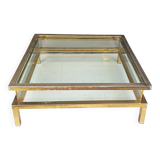 Vintage brass sliding top display coffee table, 1970s