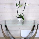 Vintage metal chrome eiffel tower console table