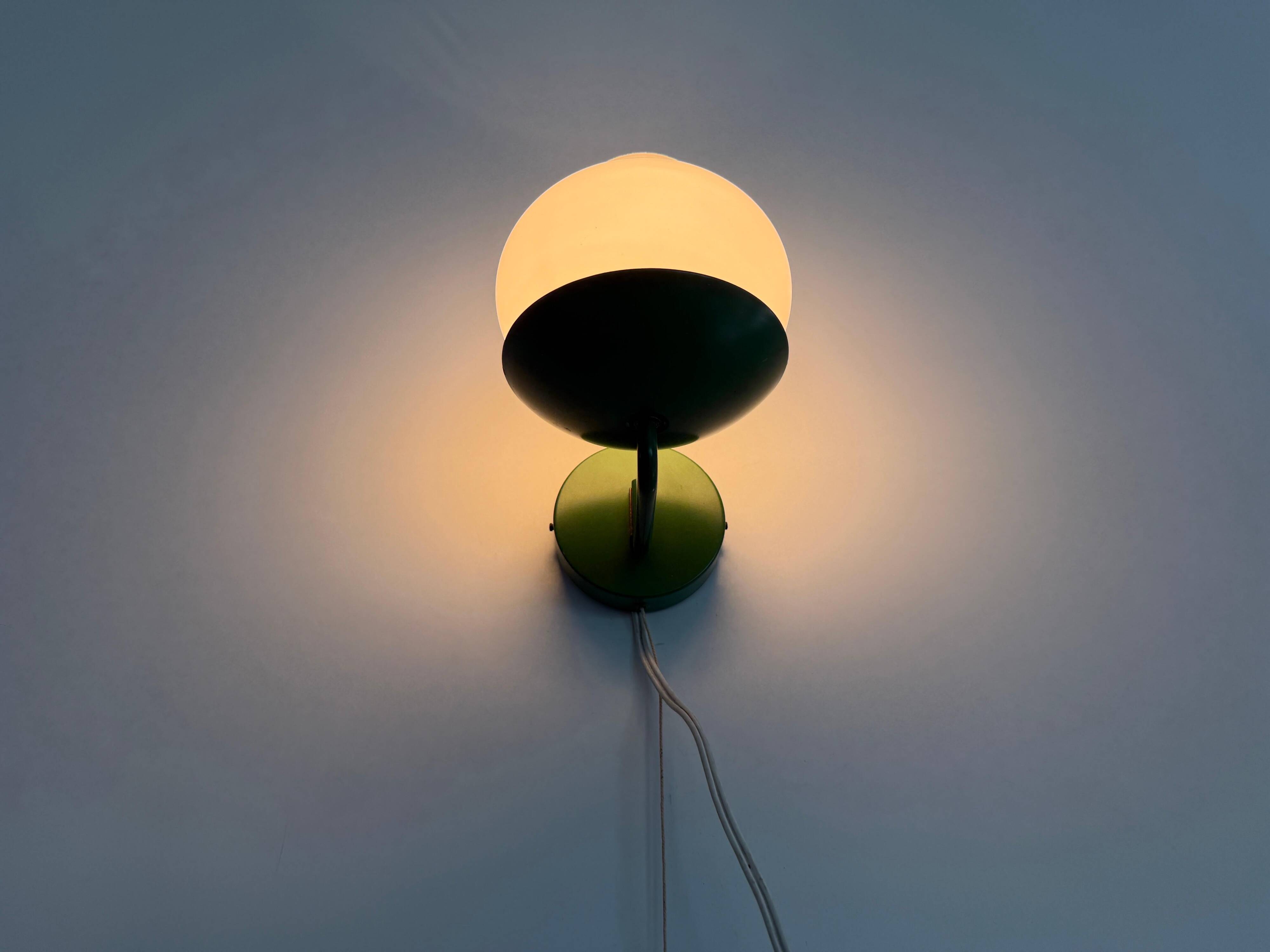 Mid-century green metal and opal glass wall sconce by N Leuchten, 1960s, Germany