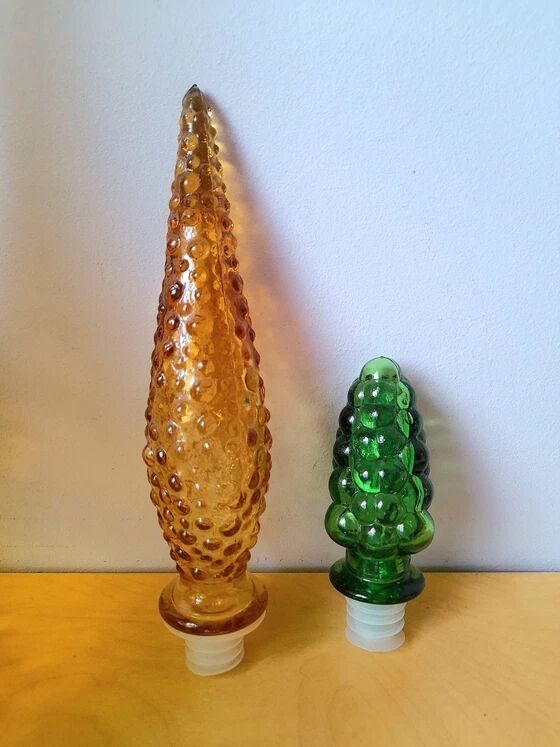 Carafes italienne en verre Empoli 1970