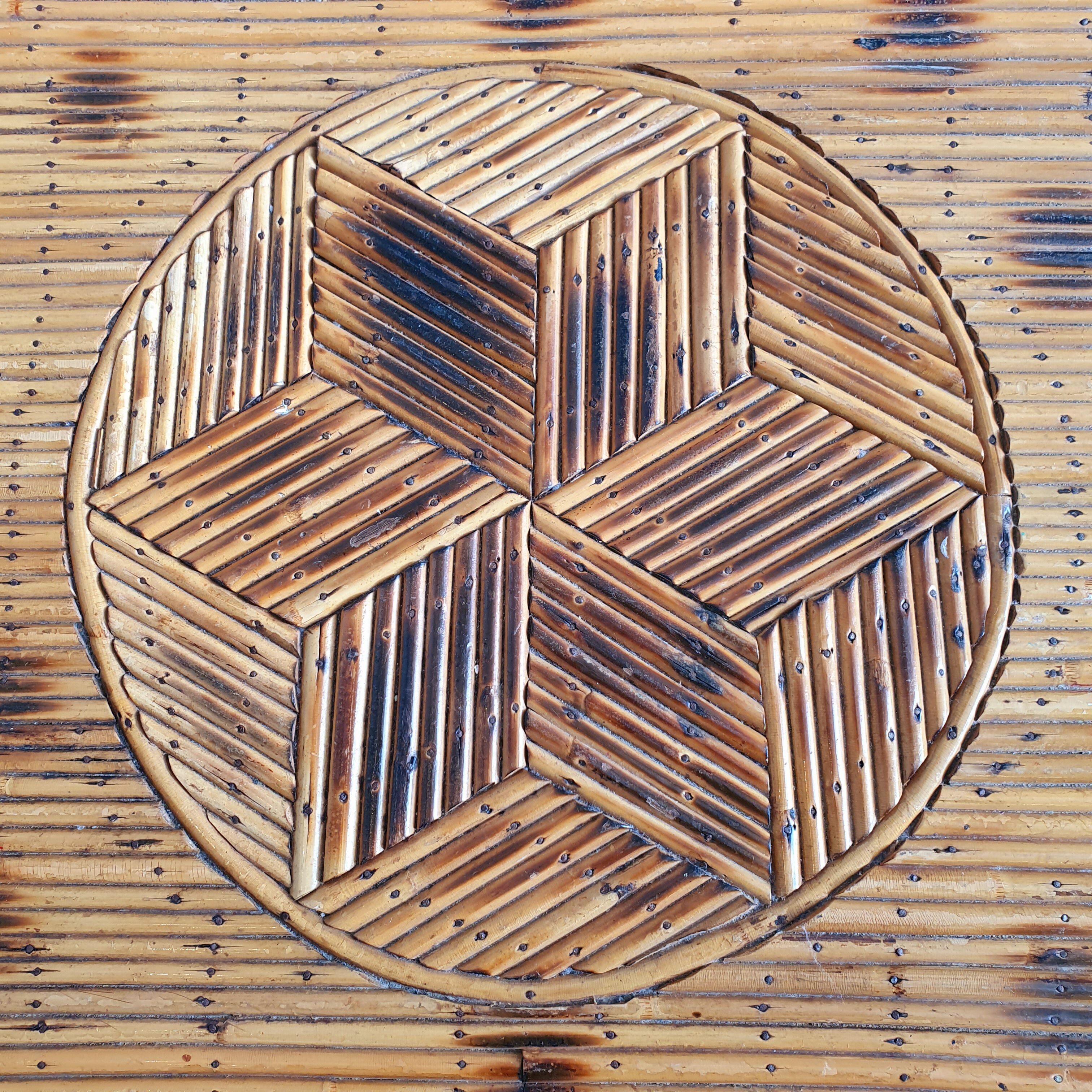 Coffee table in rattan marquetry 1960
