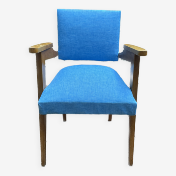 Chaise scandinave retapissée bleu clair