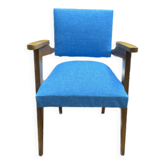 Scandinavian chair reupholstered light blue