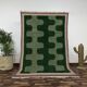 Wavy green Beni Ourain wool rug, 150/250cm