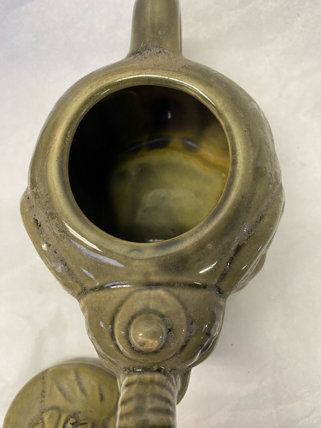 Grey ceramic elephant teapot