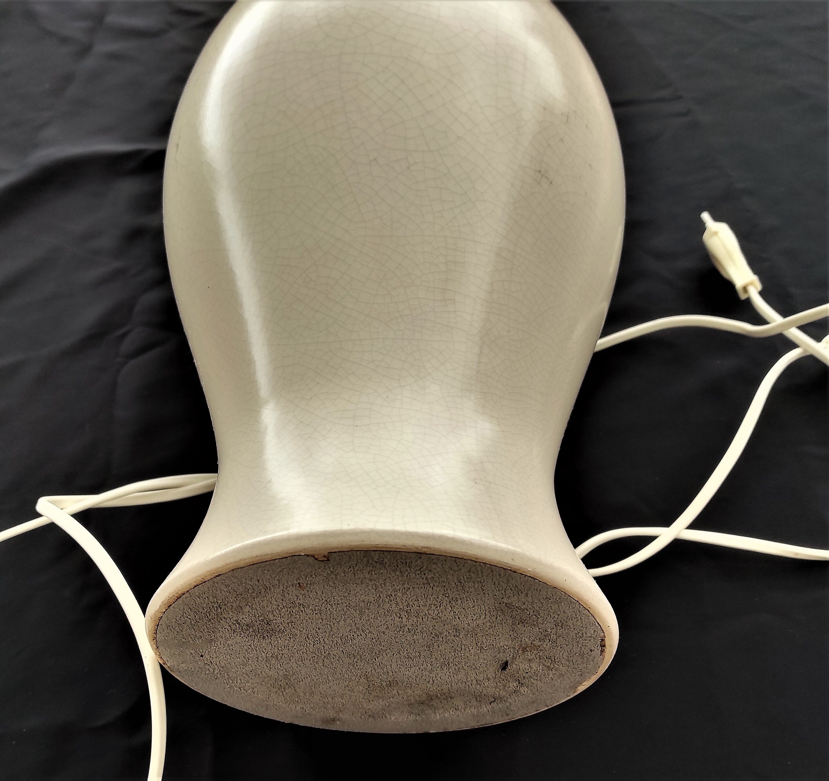 Vintage Kostka table lamp in cracked ceramic without lampshade, France 1960-1970