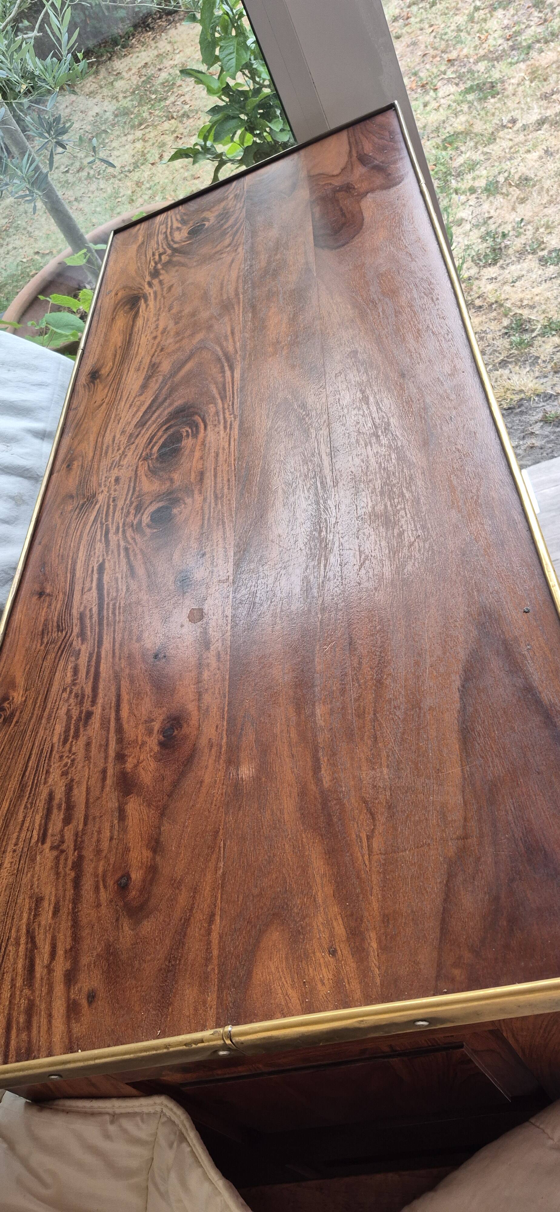 Solid teak and brass bar cabinet