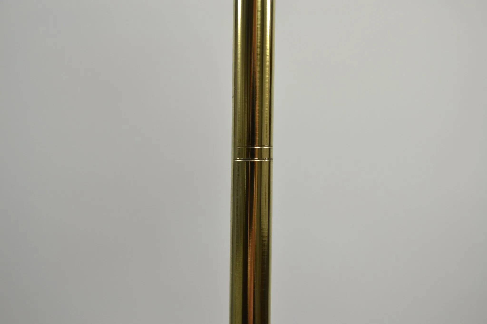 Oak and Brass Floor Lamp Marked “GO 12 WDH”, Sweden, 1950s