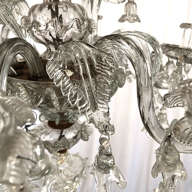 Ancien lustre de Venise, Murano en verre transparent