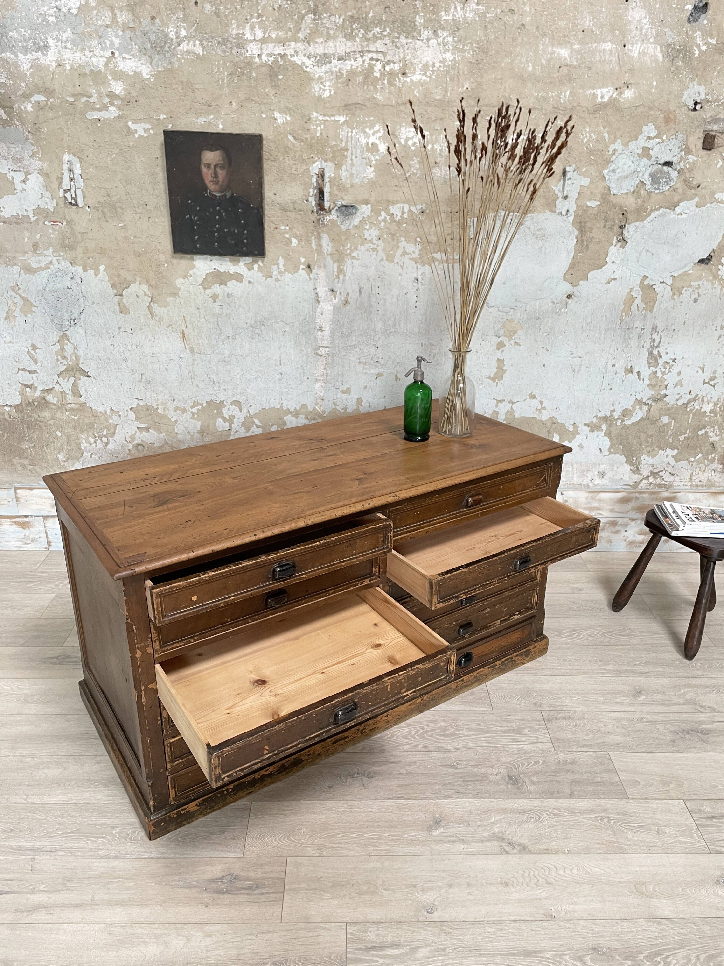 Double-sided trade counter with drawers, circa 1900