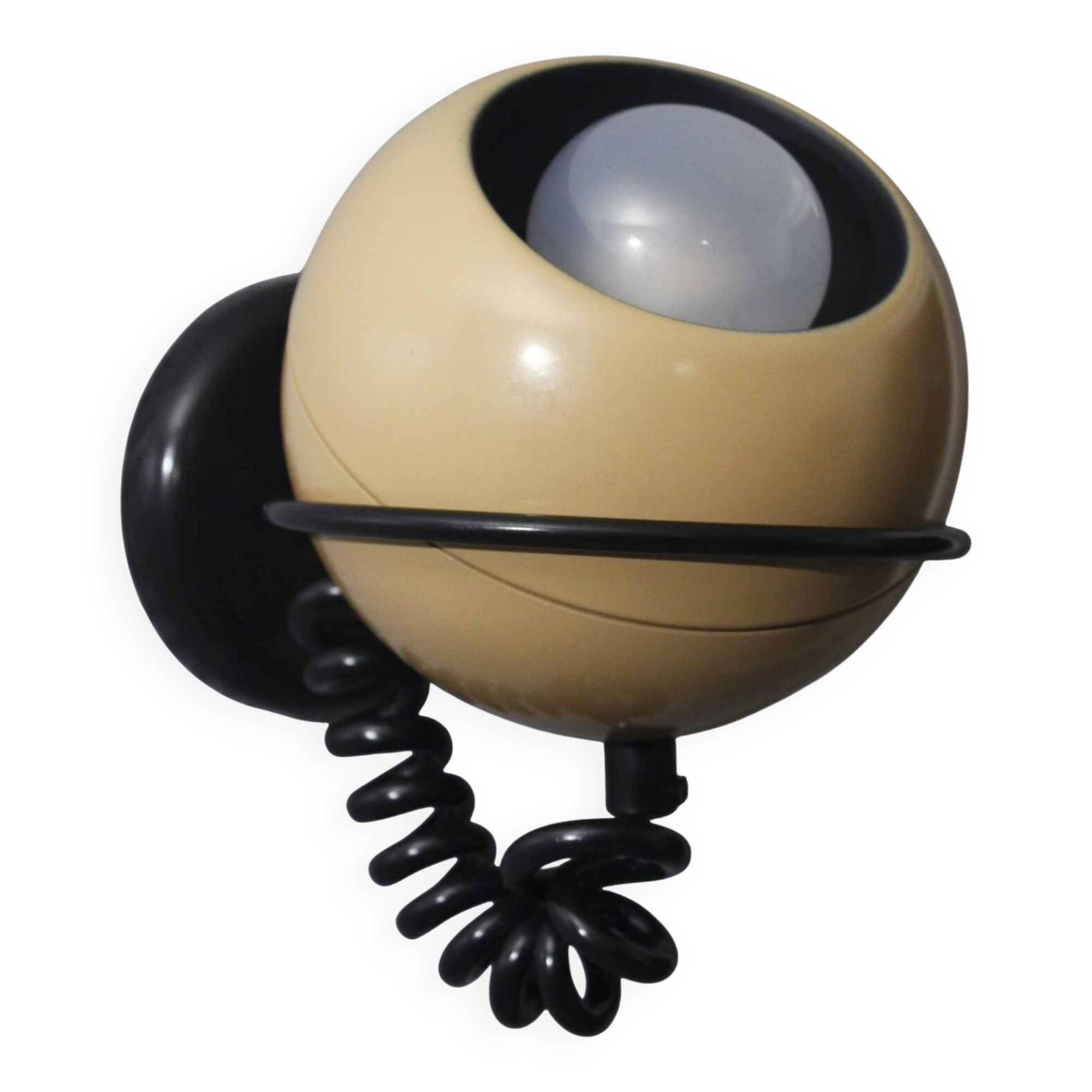 Vintage wall lamp design Eyeball metal beige & black 1970s