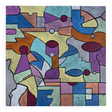 Abstract geometric coloured painting