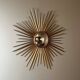 Golden Metal Sun Mirror with Convex Mirror by Chaty Vallauris. French Work
