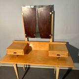 Vintage dressing table 1950 / 1960 with folding and removable mirror: convertible into an office