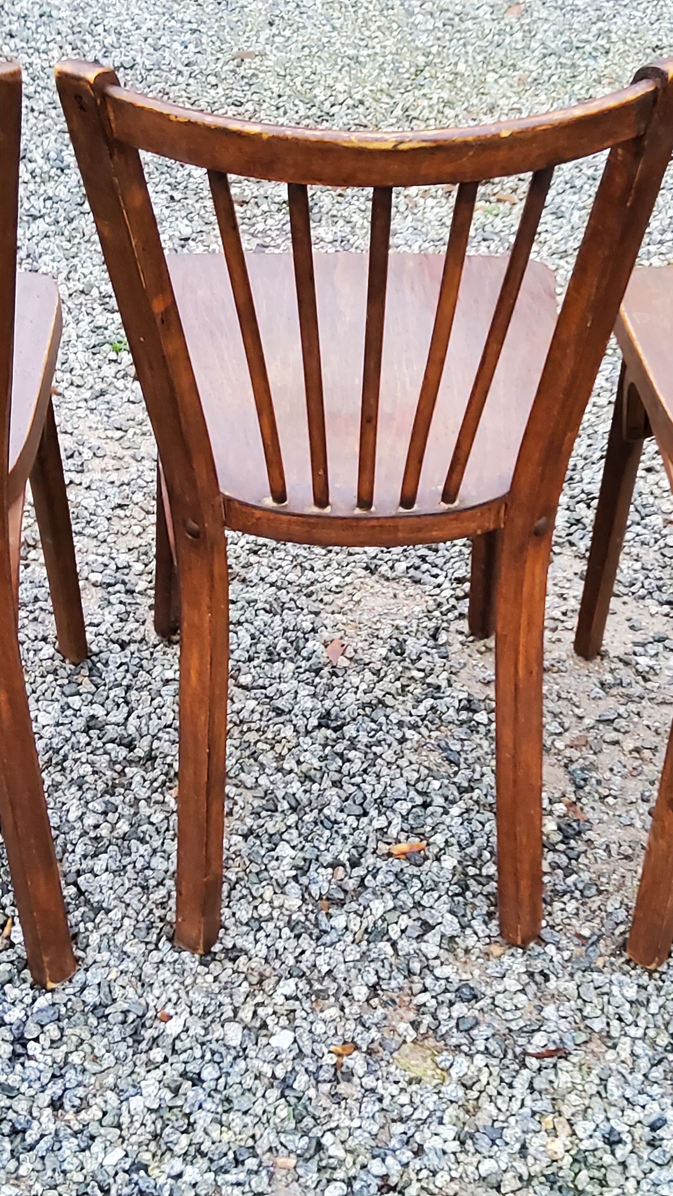 Set of 4 Baumann bistro chairs from the 50s stamped