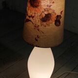 Glass floor lamp with floral shade, 1960s