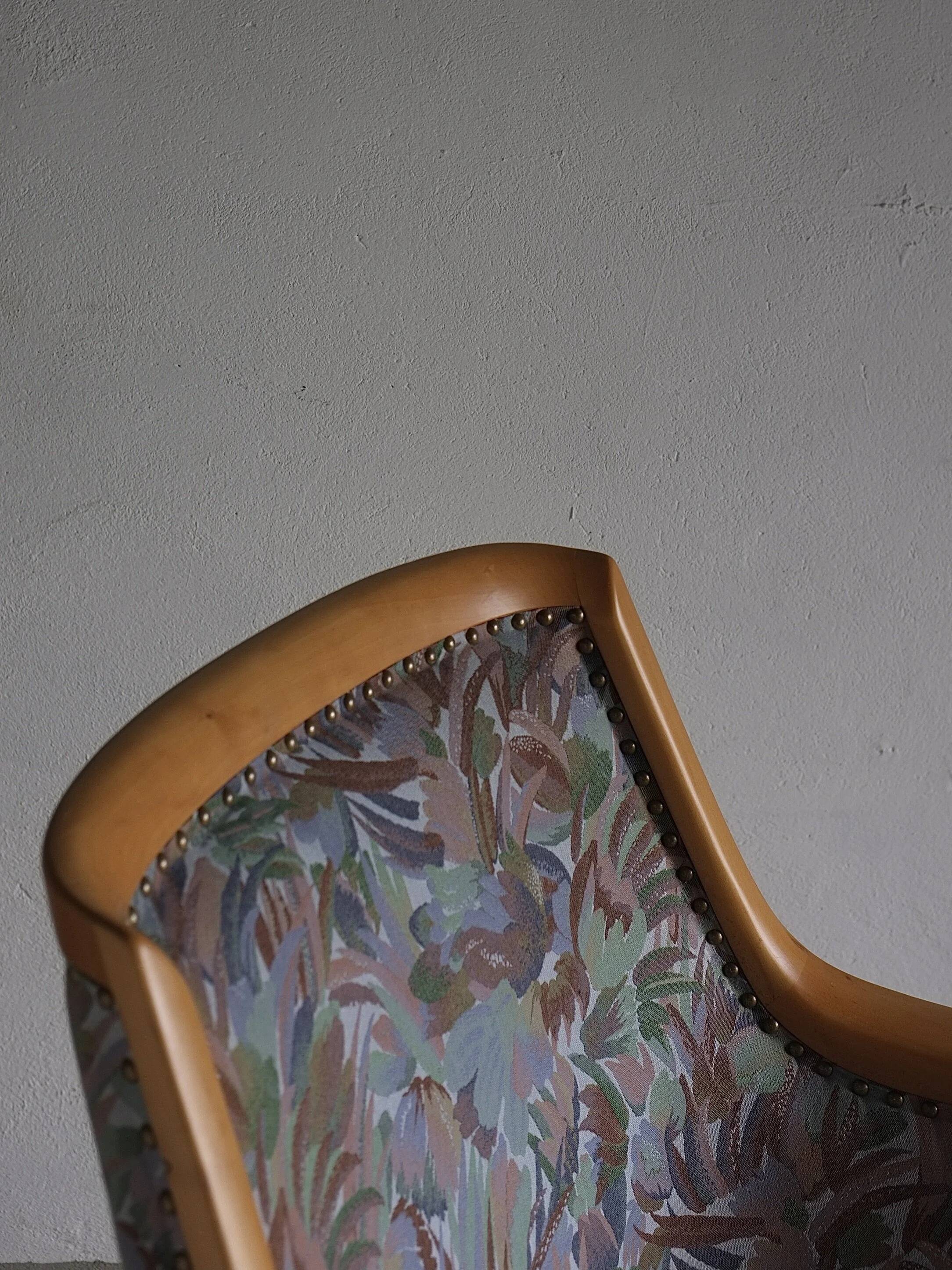 Swedish Grace floral birch wood armchair