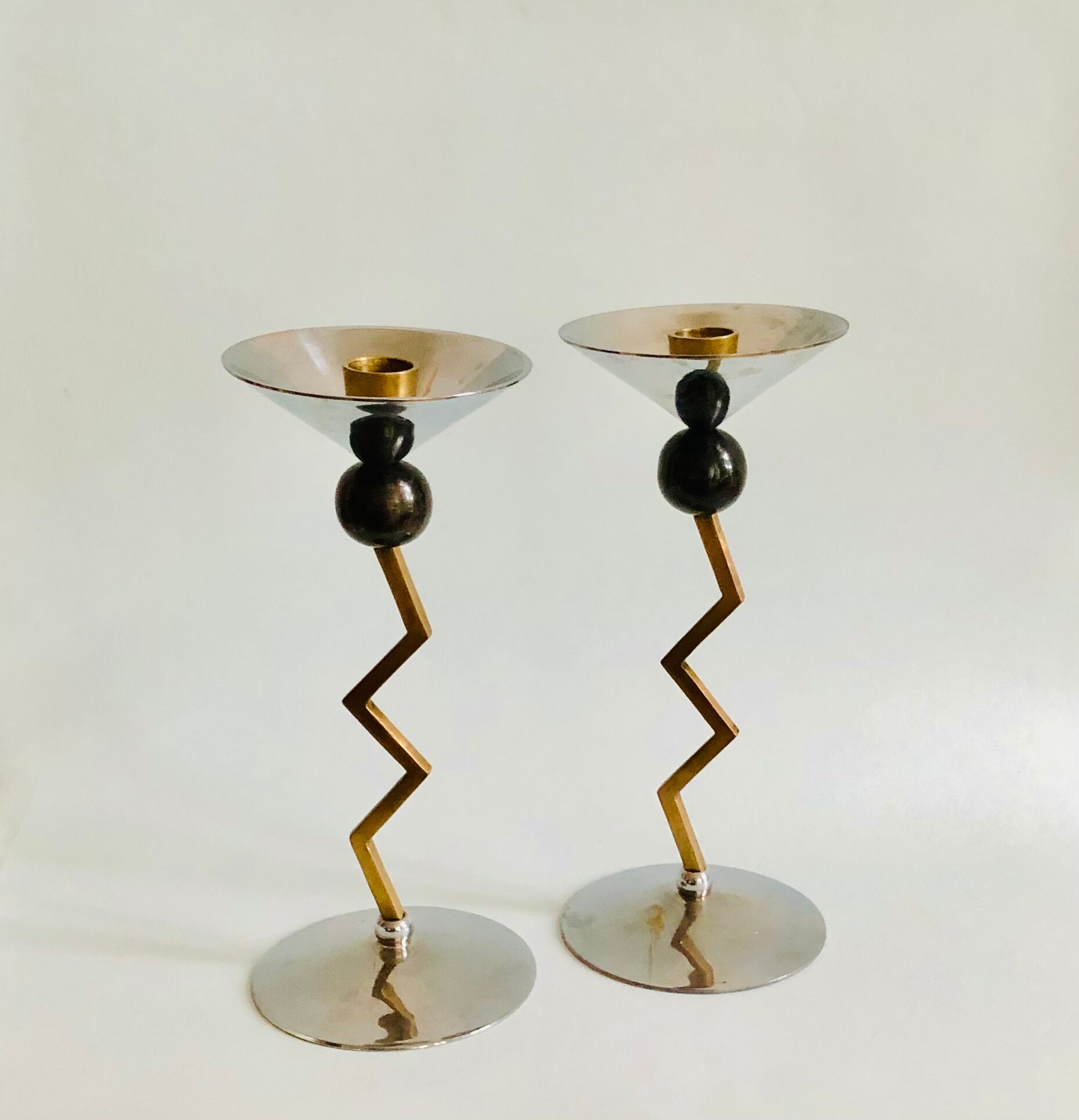 Pair of brass candle holders