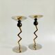 Pair of brass candle holders