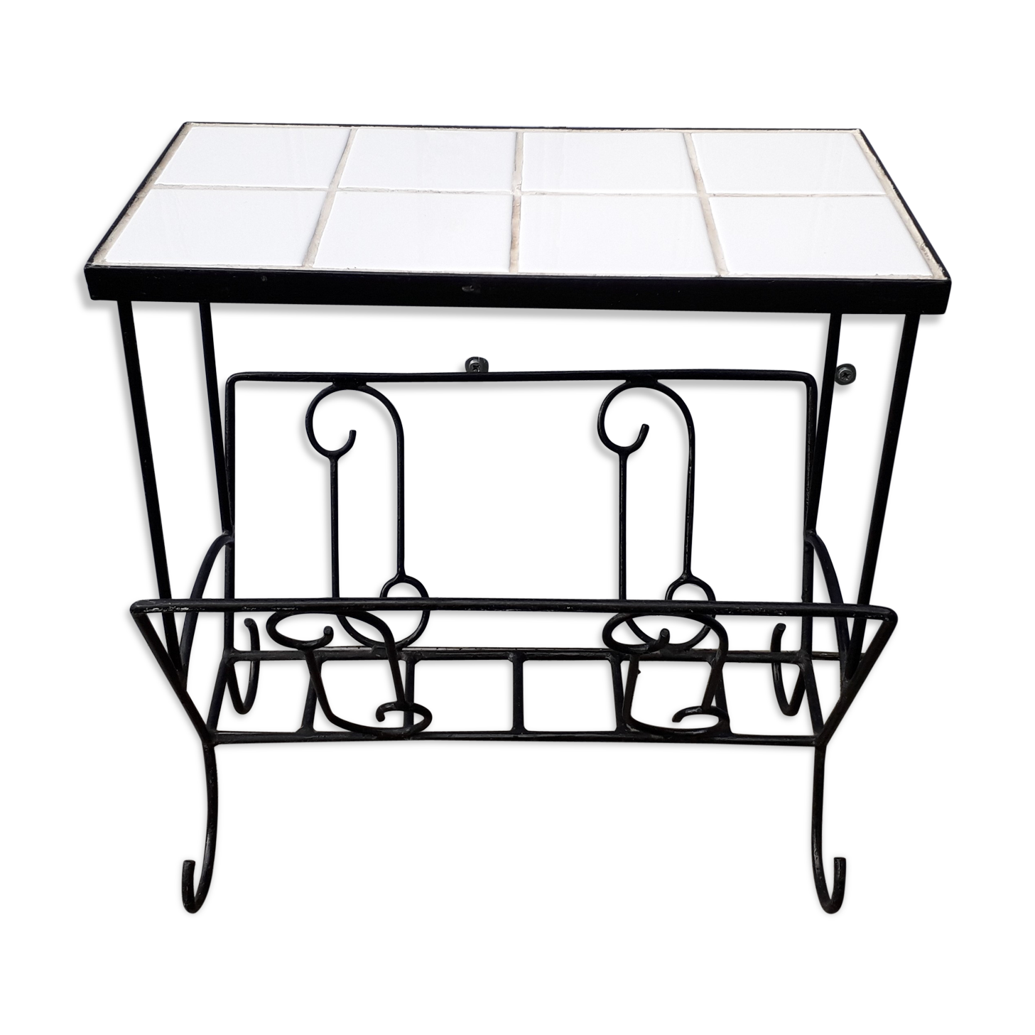 Table d'appoint porte revue en céramique