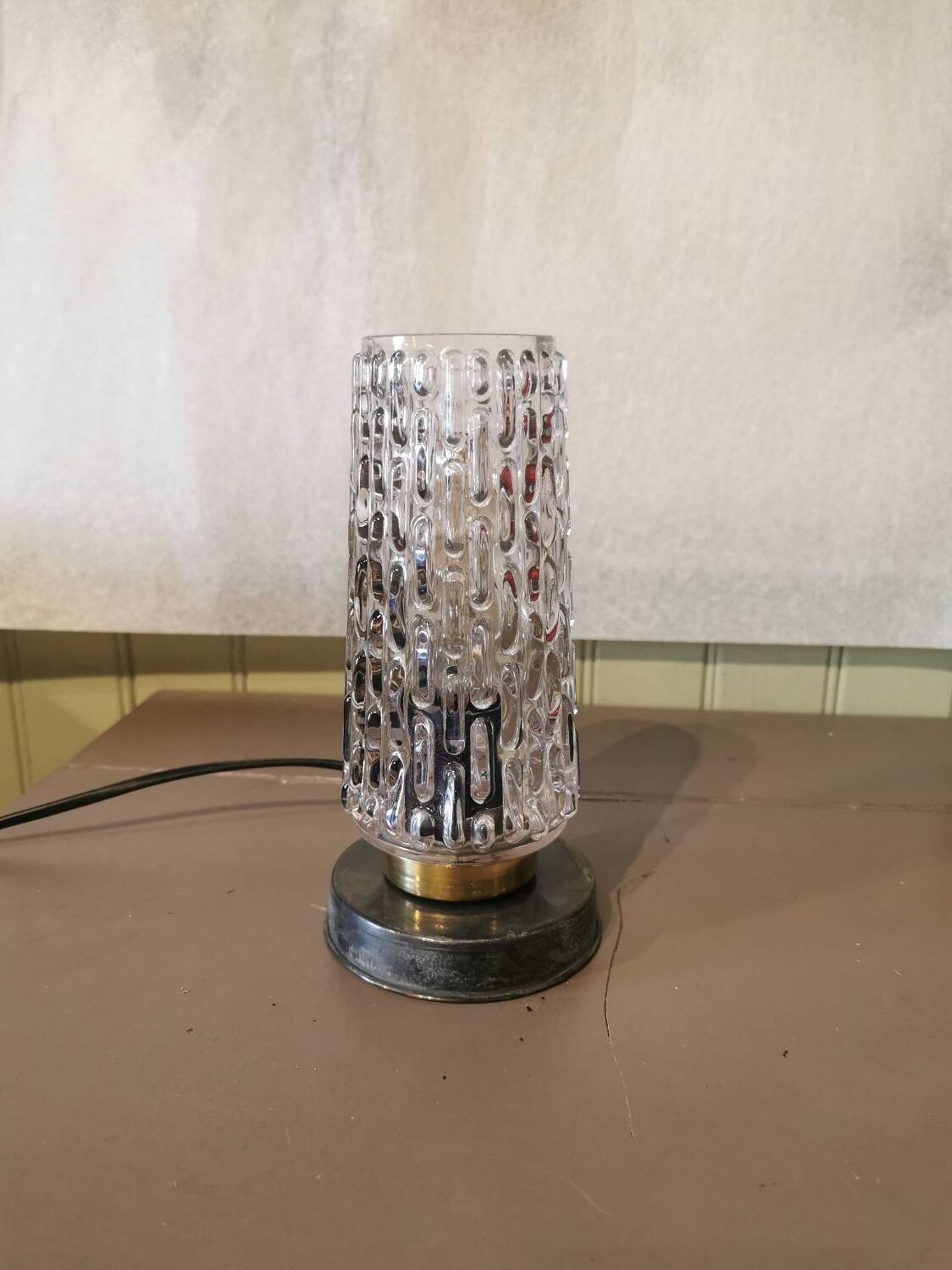 Lampe vintage verre et métal