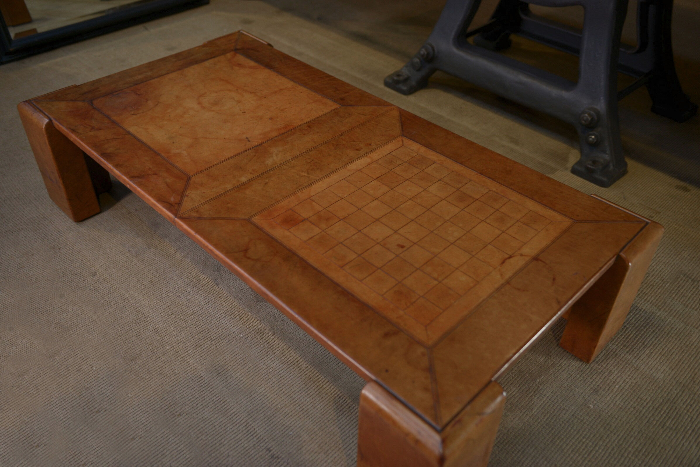 Leather coffee table 1970 " checkers "
