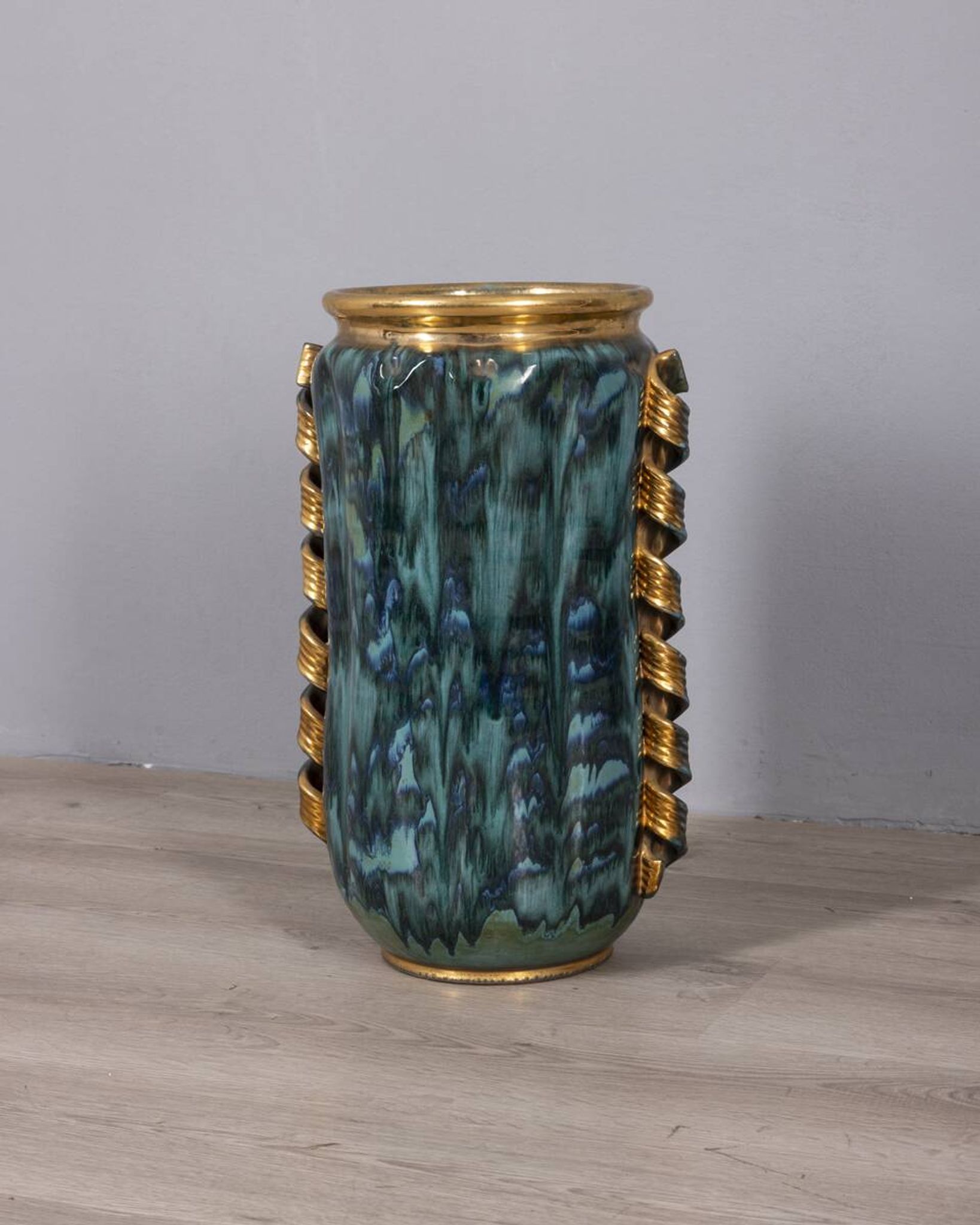 Large 1950s vintage decorated ceramic vase, Italian design
