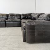 Canapé modulaire en cuir patchwork vintage, années 1970