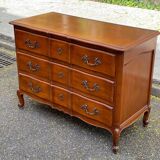 Louis XV crossbow commode in solid cherry wood from the 20th century.