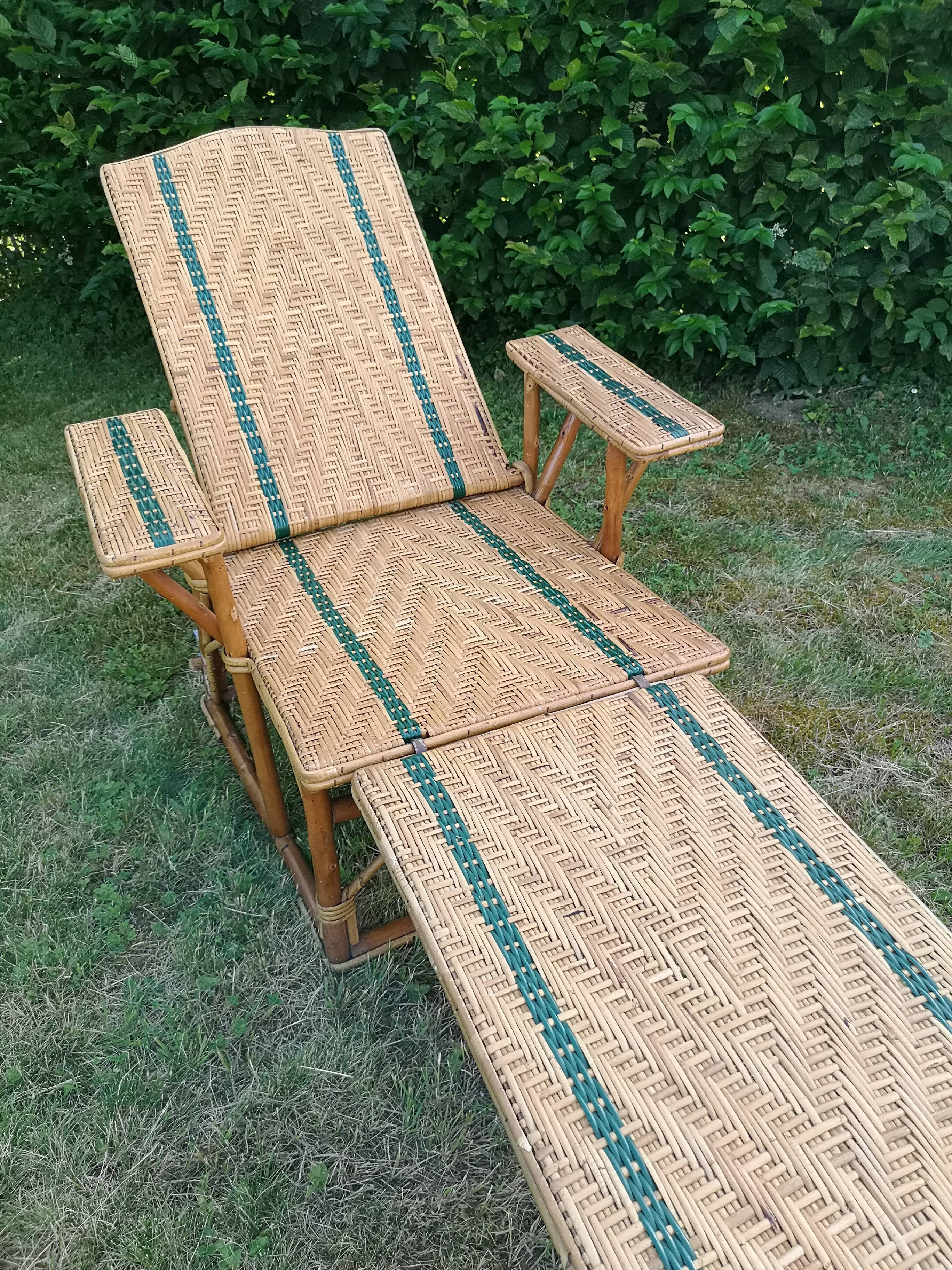 Long rattan chair - bamboo