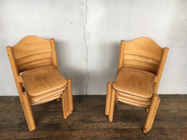 8 chaises enfant vintage rétro années 60 mobilier en bois