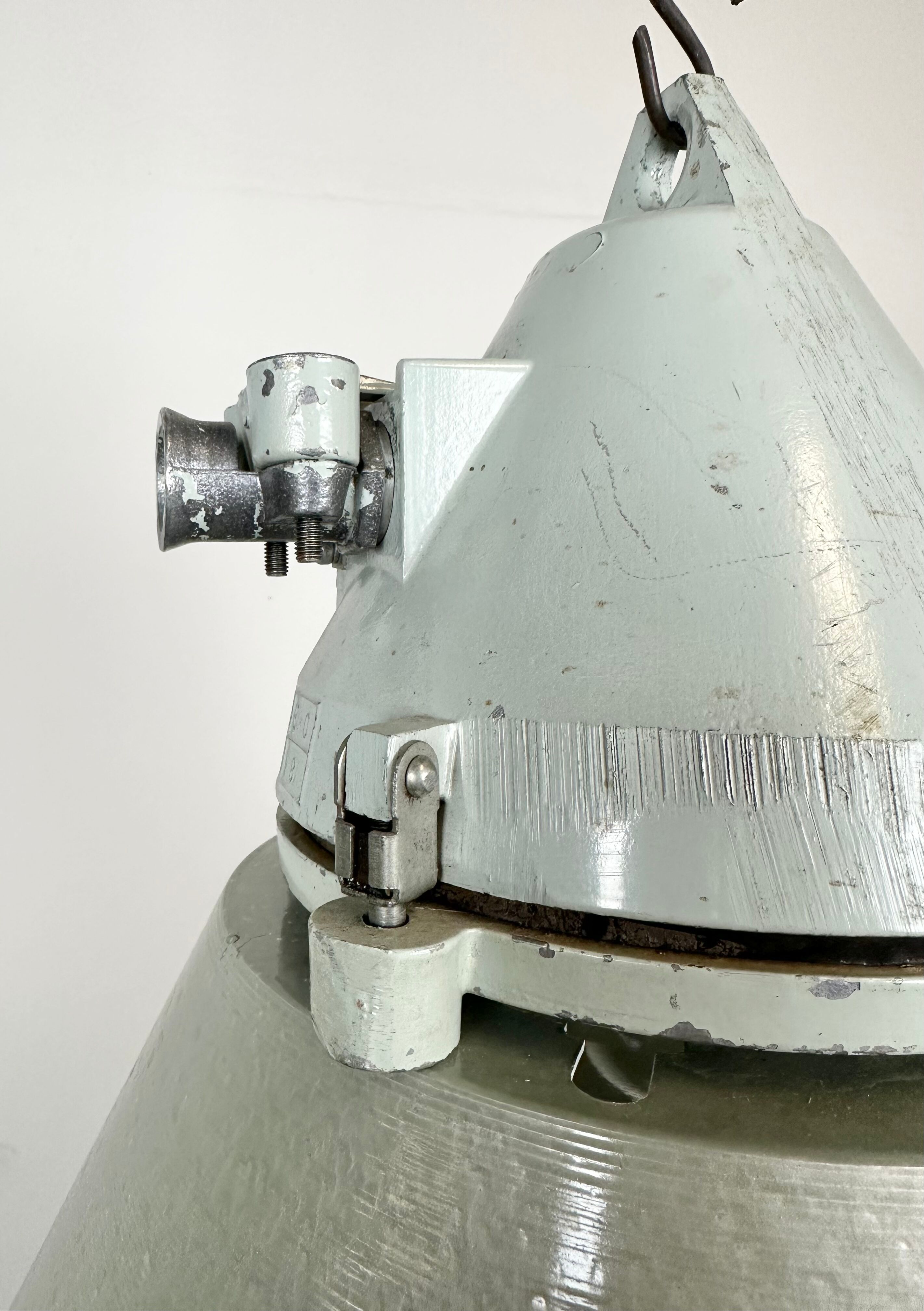 Industrial explosion proof lamp with aluminium shade from Elektrosvit, 1970s