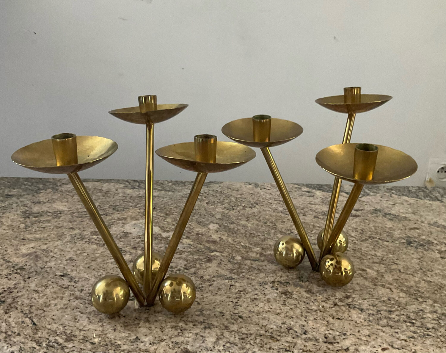 Pair of modernist bronze candlesticks