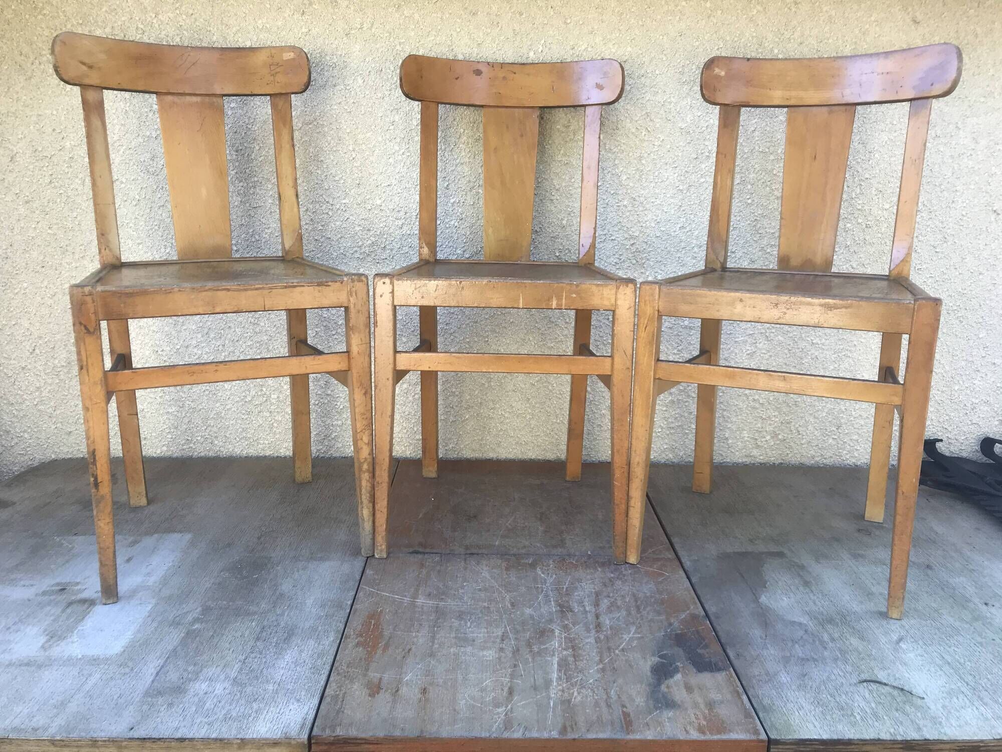 Series of 3 chairs old bistrot 60s vintage