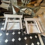 Pair of leather and steel armchairs by marcel breuer for gavina, " wassily b3 "