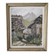 Oil on Cardboard - Mountain Chalet Landscape Signed Jean
