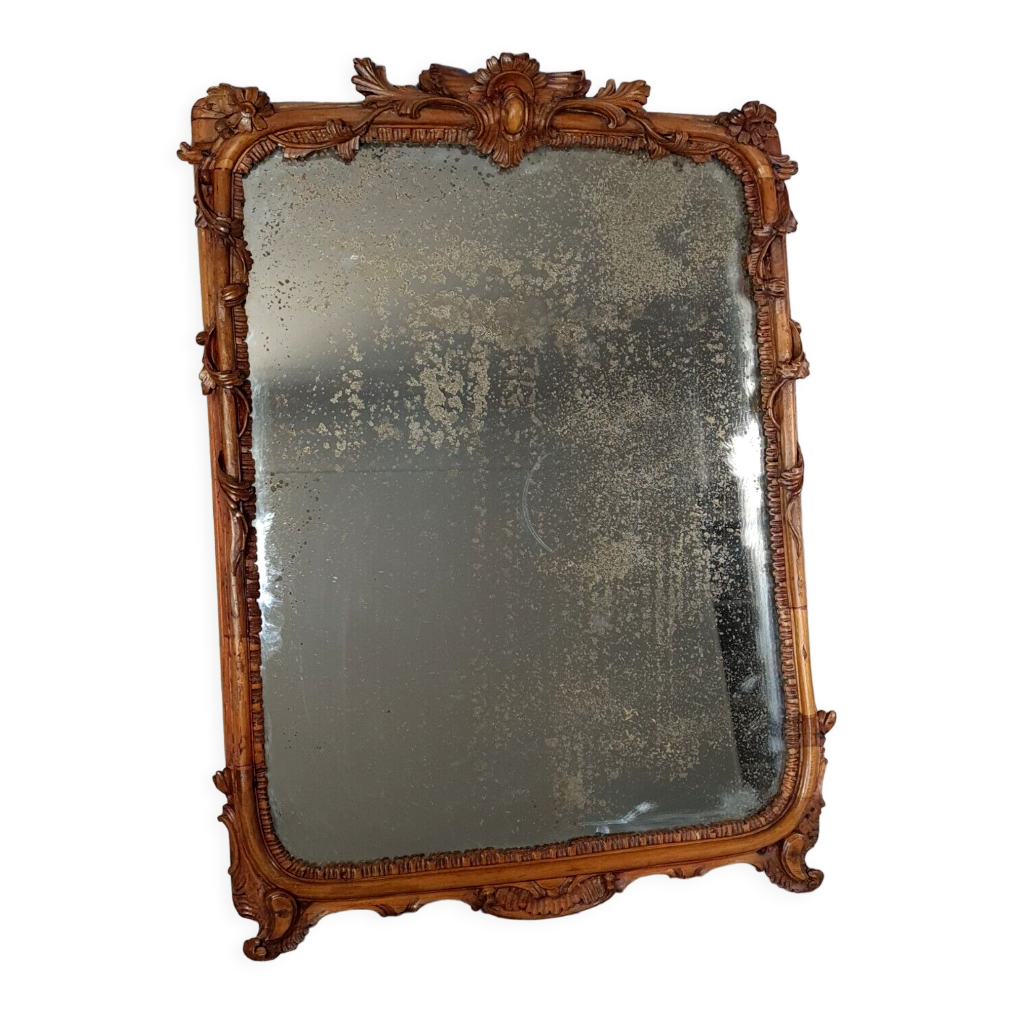 Miroir xixe siècle encadrement bois sculpté 72x54 cm sb