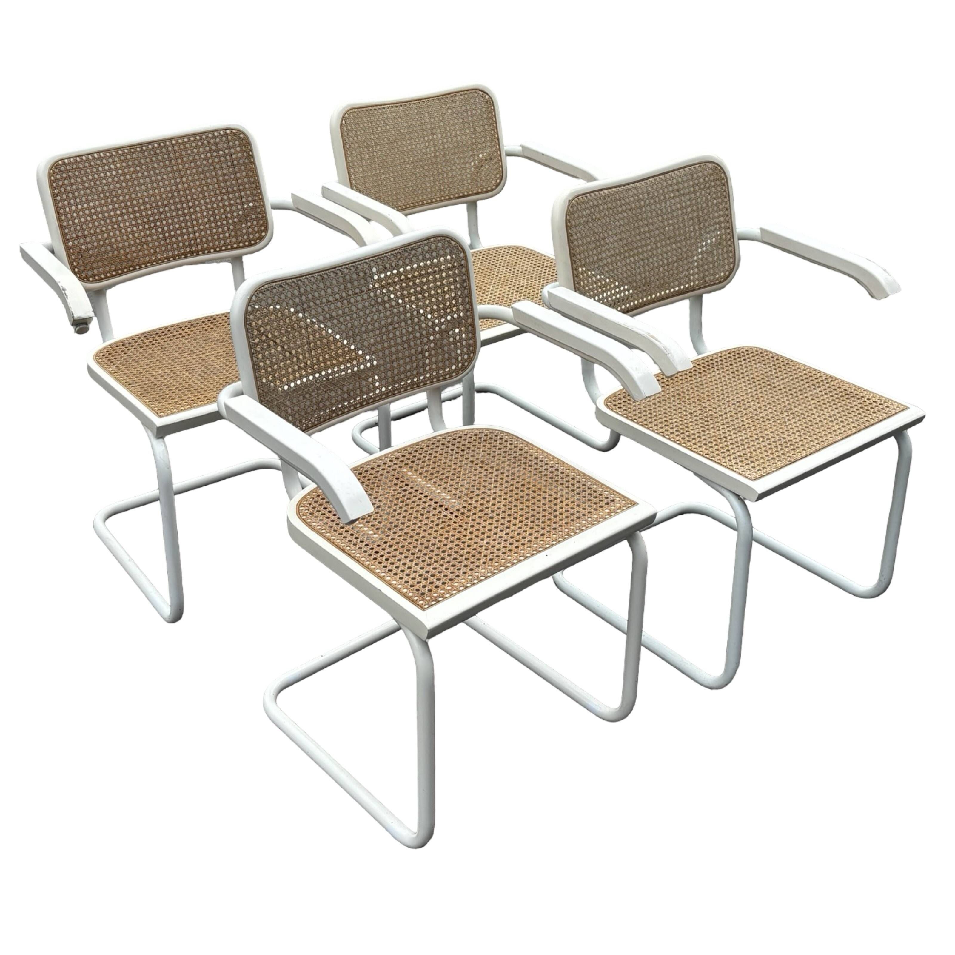 Set of 4 Cesca chairs model B64 with armrests Cesca Marcel breuer design