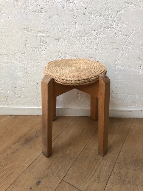 Wooden and rope stool