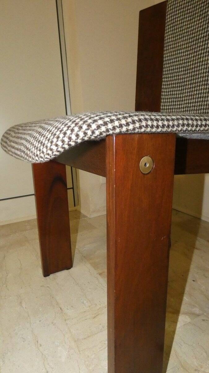 Wood and tweed chairs by Acerbis International, Italy, 1980s, set of 4.