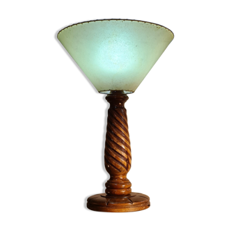 Lampe vintage 1960  bois massif
