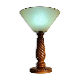 Vintage 1960 solid wood lamp