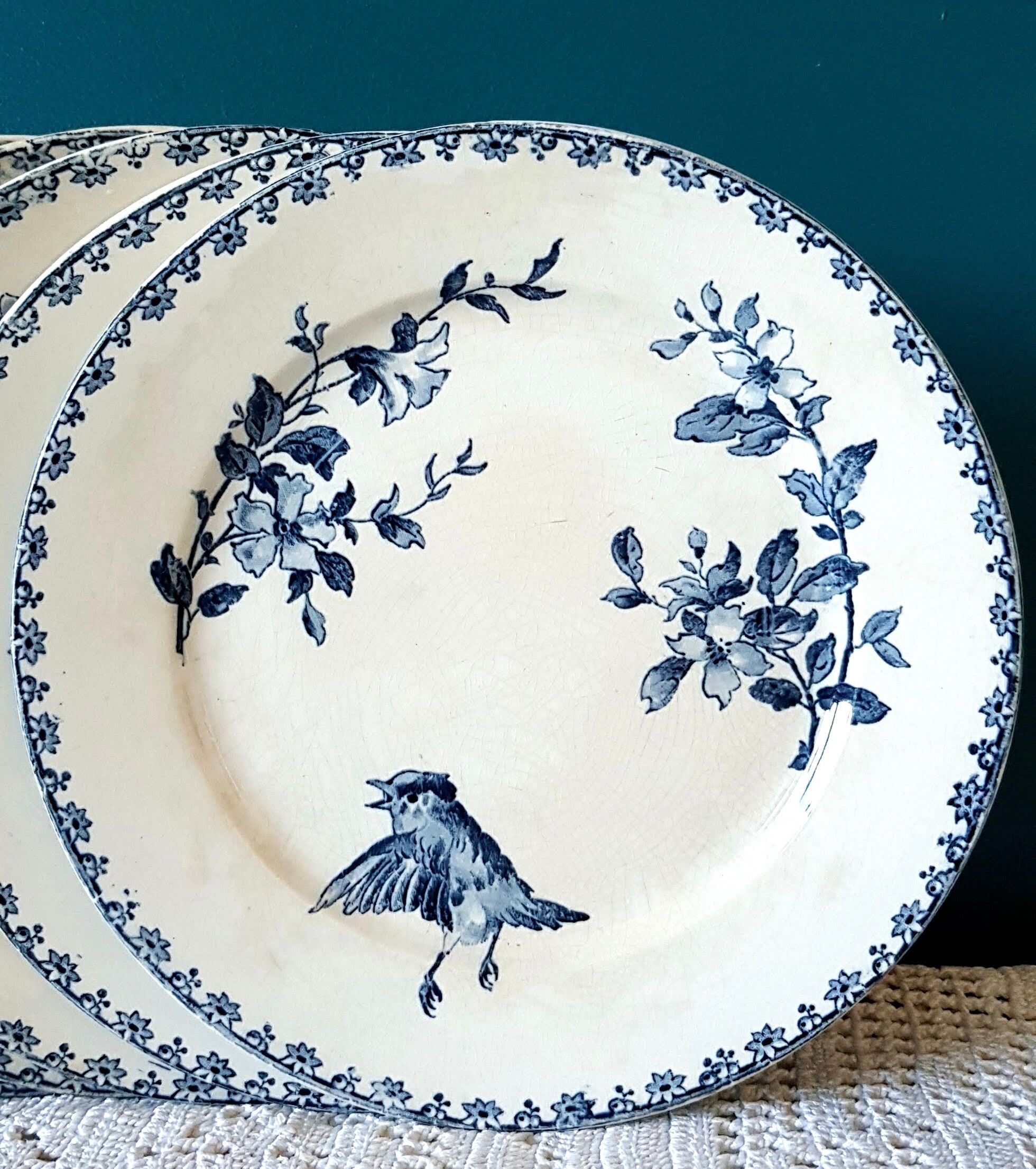 Sarreguemines set of 6 dessert plates model blue favorite