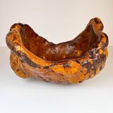Exceptional large bowl in organic Swedish folk root, around 1960.
