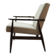 Fauteuil scandinave classique en velours côtelé beige, bois de noyer