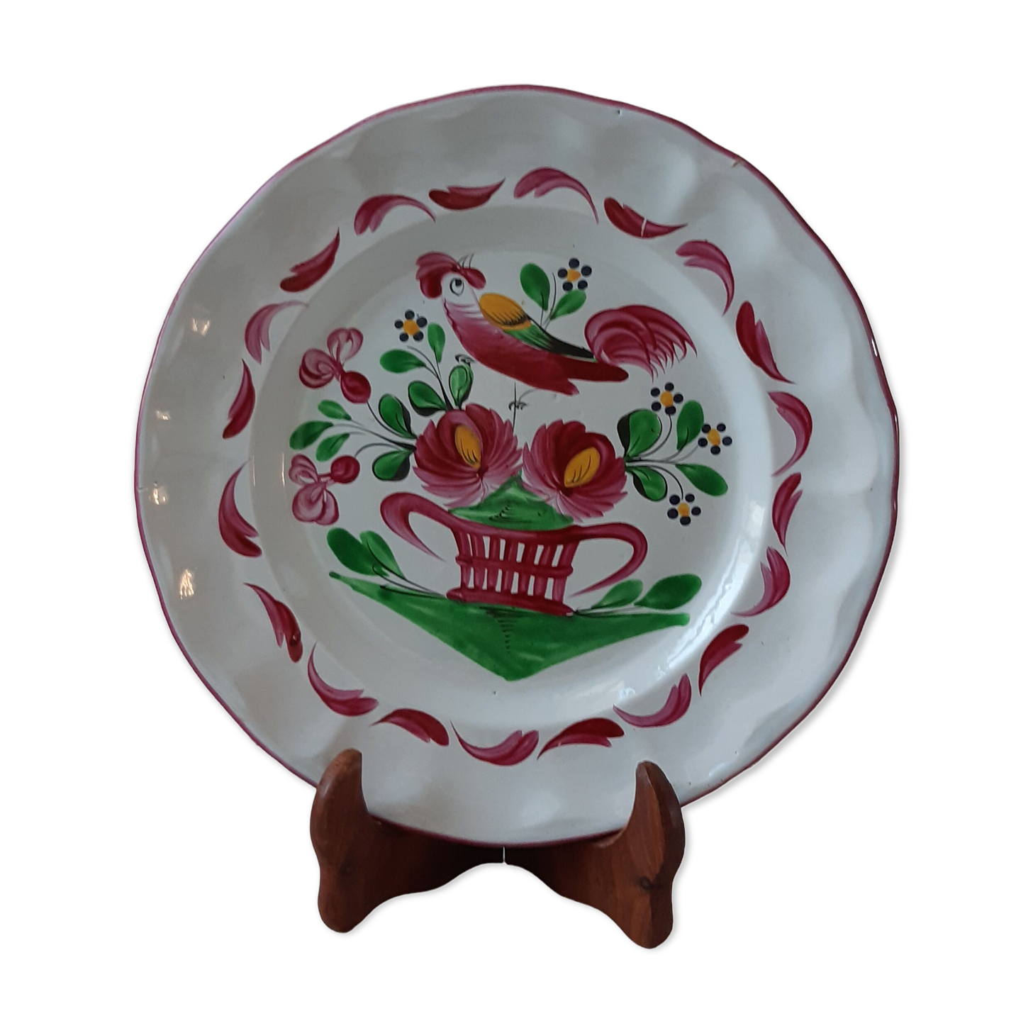 Decorative hand-painted ceramic plate 50s-60s