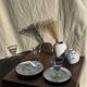 Set of 4 vintage green stemmed glasses H16