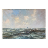HST Marine painting "Sailboats on rough seas" circa 1900