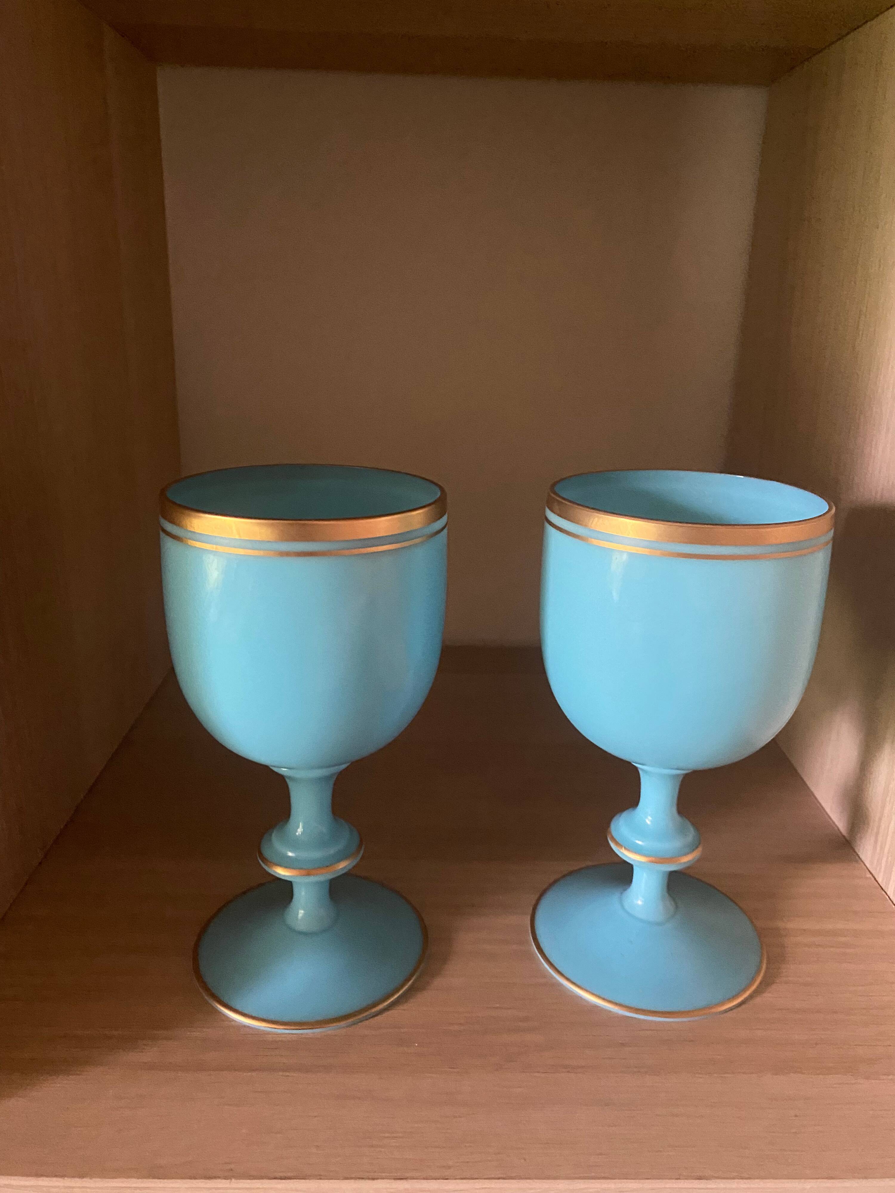 Set of 2 blue opaline glasses