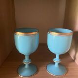 Set of 2 blue opaline glasses